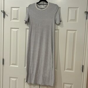 Soft T Shirt Striped Dress with Side Slits